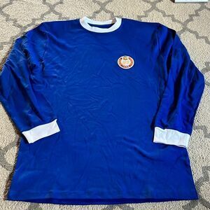 VTG Peroni Size XL EUC Long sleeve blue shirt with white cuffs Peroni logo